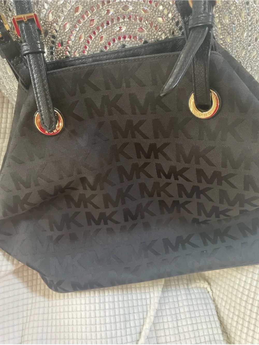 Large Michael Kors Black Signature Logo Tote. Like New